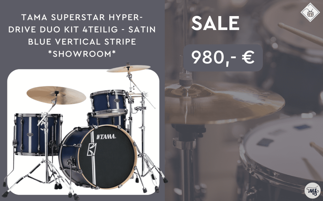 🎉 SALE: Tama Superstar Hyper-Drive Duo Kit 4-teilig – Satin Blue Vertical Stripe 🎉